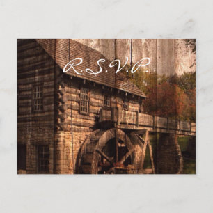 rustic farm old barn country mill wedding invitation postcard