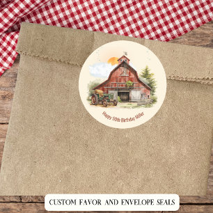 Rustic Farm Ranch 50th Birthday  Classic Round Sticker
