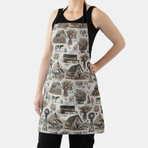 Rustic Farm Scene Apron