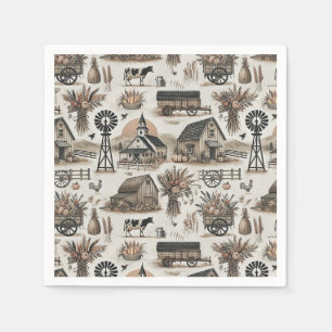Rustic Farm Scene Napkin