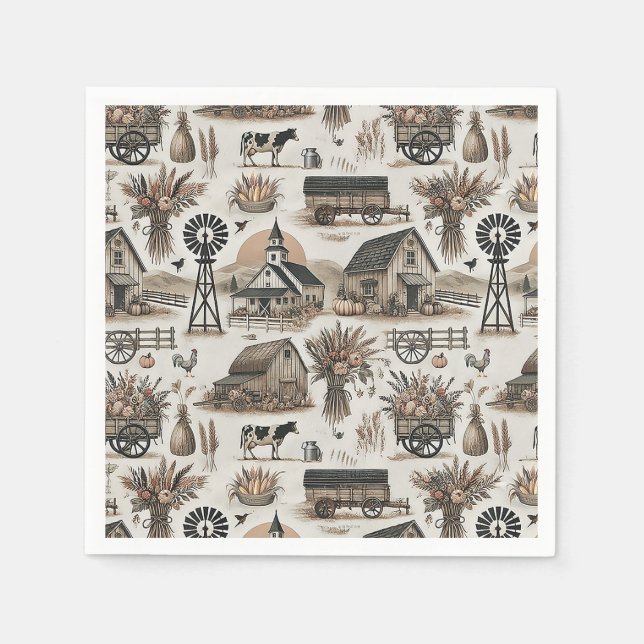 Rustic Farm Scene Napkin (Front)
