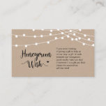 Rustic Farm String Lights, Kraft, Honeymoon Wish Enclosure Card<br><div class="desc">This is the Modern Rustic Farm,  String Lights,  Brown Kraft design, White script minimalism,  typeface font,  Wedding Enclosure Card. You can change the font colours,  and add your wedding details in the matching font / lettering. #TeeshaDerrick</div>