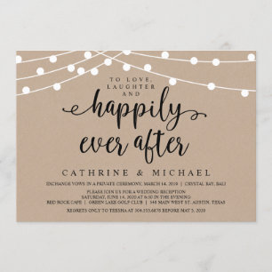 Rustic Farm String Lights, Kraft Wedding Elopement Invitation