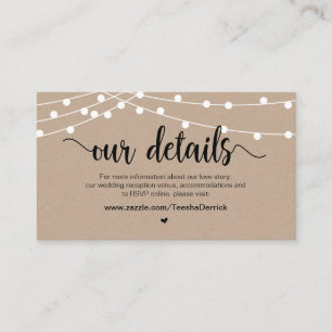 Rustic Farm String Lights, Wedding Details Enclosure Card