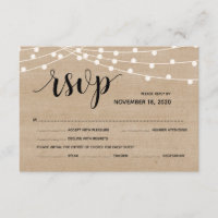 Rustic farm string lights wedding rsvp reply card