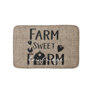 Rustic Farm Sweet Farm Farmhouse Personalised Bath Mat