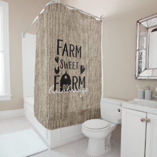 Rustic Farm Sweet Farm Farmhouse Personalised Shower Curtain