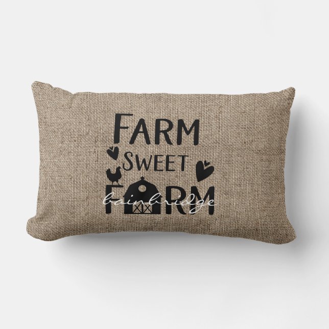 Rustic Farm Sweet Farm Personalised Lumbar Cushion (Front)