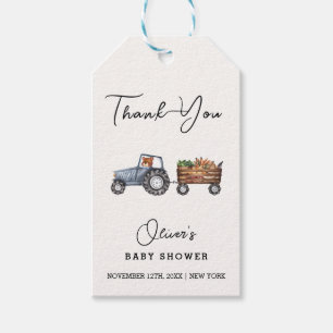 Rustic Farm Tractor Teddy Bear Baby Shower  Gift Tags