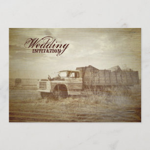 Rustic Farm Truck Western Country Wedding Invitation