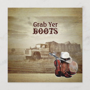 Rustic Farm Truck Western Country Wedding Invitation