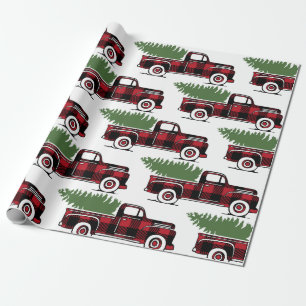 Rustic Farm Truck with Christmas Tree Wrapping Paper