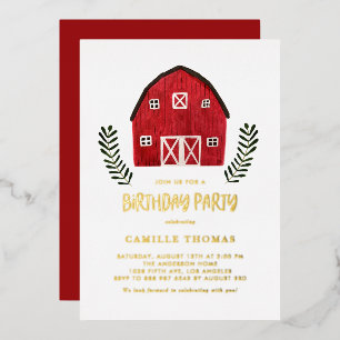Rustic Farm Watercolor Red Barn Birthday Party
