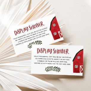 Rustic Farm Watercolor Red Barn Display Shower Enclosure Card