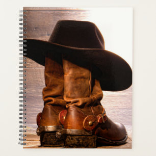 Rustic Farm western country barn wood cowboy boots Planner