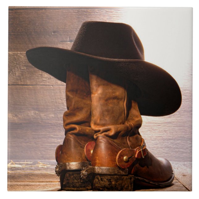 Rustic Farm western country ranch cowboy boots Tile (Front)