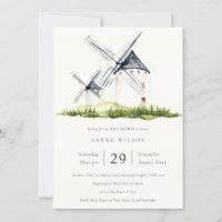 Rustic Farm Windmill Theme Baby Shower Invite