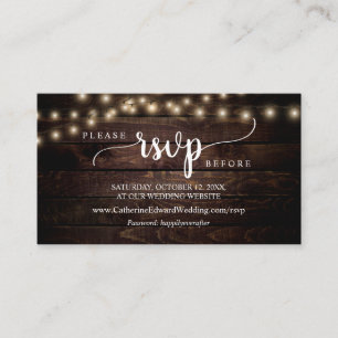 Rustic Farm Wood, String Lights, Online RSVP Enclo Enclosure Card