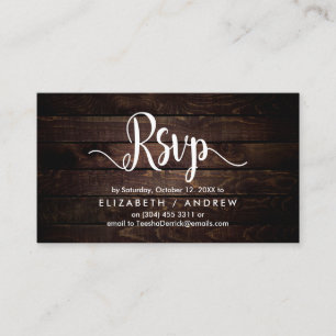 Rustic Farm Wood, White font, RSVP respond Enclosure Card