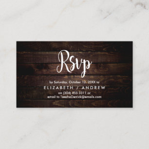 Rustic Farm Wood, White font, RSVP respond Enclosure Card