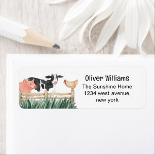 Rustic Farmer Animals Baby Shower Return Address