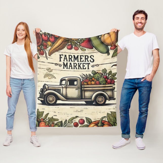 Rustic Farmers Market Truck Fleece Blanket (In Situ)