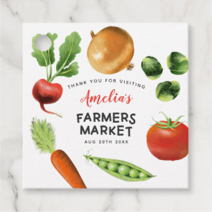 Rustic Farmers Market Vegetables Birthday Party Favour Tags