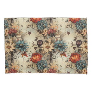 Rustic Farmhouse Autumn Pumpkin Floral Pillowcase