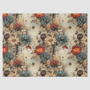 Rustic Farmhouse Autumn Pumpkin Floral Tissue Paper