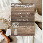 Rustic Farmhouse Baby's Breath Jar Wedding Invitation<br><div class="desc">Rustic Farmhouse String Lights and Jar of Baby's Breath Wedding Invitations on Wood background - includes beautiful and elegant script typography with modern Country Farm House Sparkle for the special Wedding day celebration.</div>