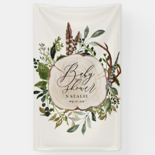 Rustic farmhouse barn botanical baby shower banner