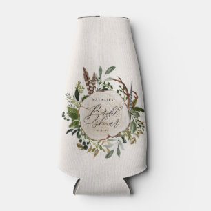 Rustic farmhouse barn botanical bridal shower bottle cooler