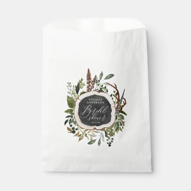 Rustic farmhouse barn botanical bridal shower favour bags (Front)