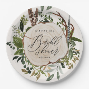 Rustic farmhouse barn botanical bridal shower paper plate
