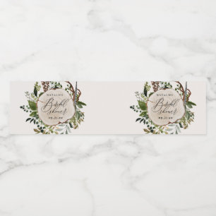 Rustic farmhouse barn botanical bridal shower  water bottle label