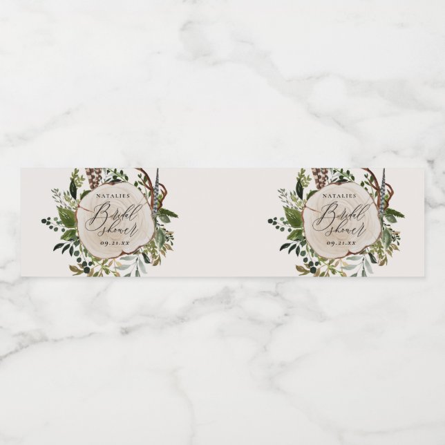 Rustic farmhouse barn botanical bridal shower  water bottle label (Single Label)