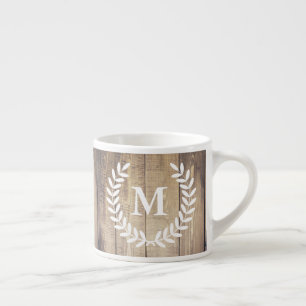 Rustic Farmhouse Barn Wood & White Laurels Espresso Cup