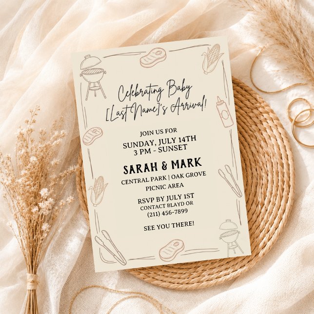 Rustic Farmhouse BBQ Backyard Cookout Country Invitation (Creator Uploaded)