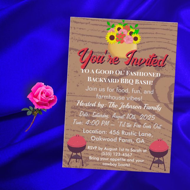 Rustic Farmhouse BBQ Card Summer Backyard Picnic  (Creator Uploaded)