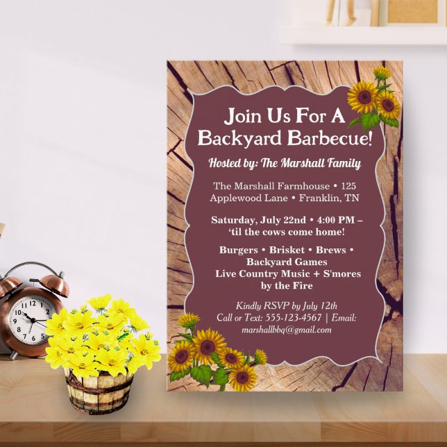 Rustic Farmhouse BBQ Cookout Invitation – 5x7"  (Creator Uploaded)