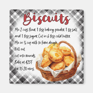 Rustic Farmhouse Biscuit Recipe Gingham Decor  Magnet
