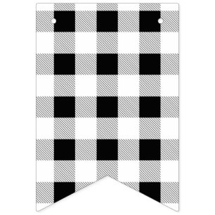 rustic farmhouse black white buffalo plaid party bunting