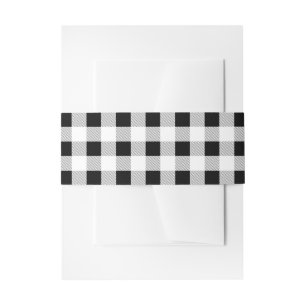rustic farmhouse black white buffalo plaid party invitation belly band