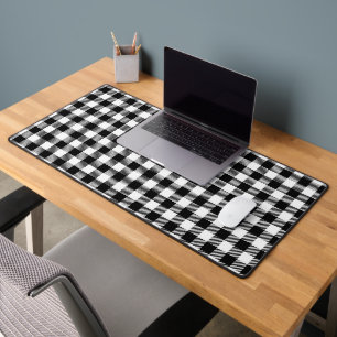 Rustic Farmhouse Black & White Checkered Desk Mat