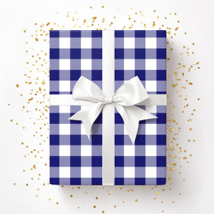 Rustic Farmhouse Blue & White Checked Pattern Wrapping Paper