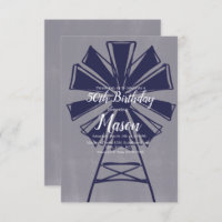 Rustic Farmhouse Blue Windmill 50th Birthday