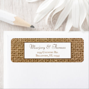 Rustic Farmhouse Boho Burlap Return Address