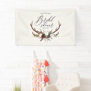 Rustic farmhouse botanical script bridal shower banner