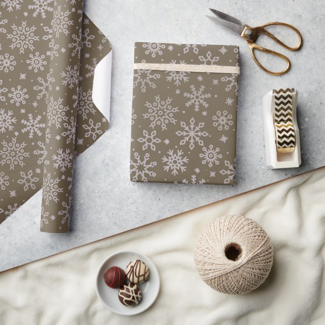 Rustic Farmhouse Brown Snowflake Wrapping Paper (Crafts)