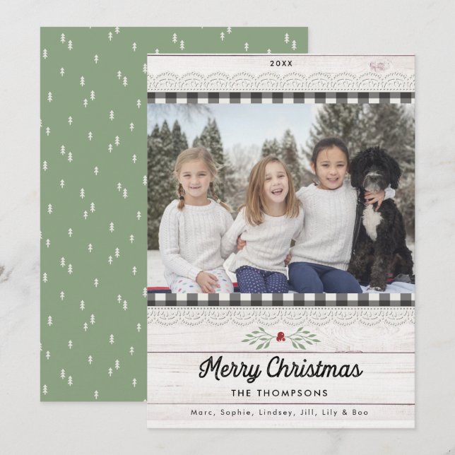 Rustic Farmhouse | Buffalo Check Christmas Card (Front/Back)